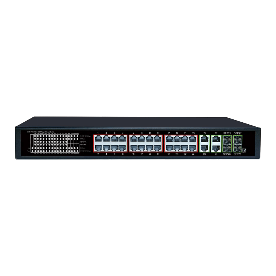 24埠Giga PoE+4埠UpLink+4埠SFP