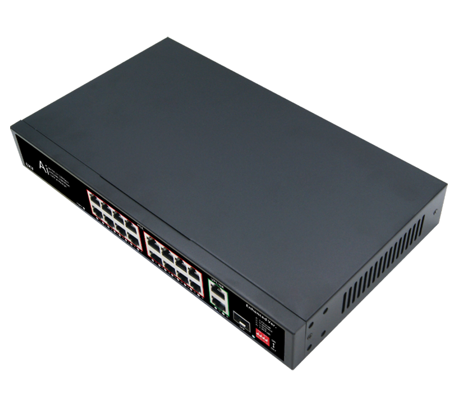 16埠PoE+2埠UpLink+1埠SFP