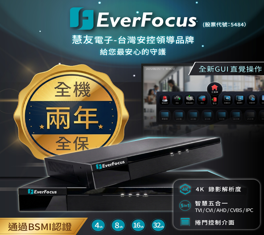 4CH 5MP混合型錄放影機(1 HDD)